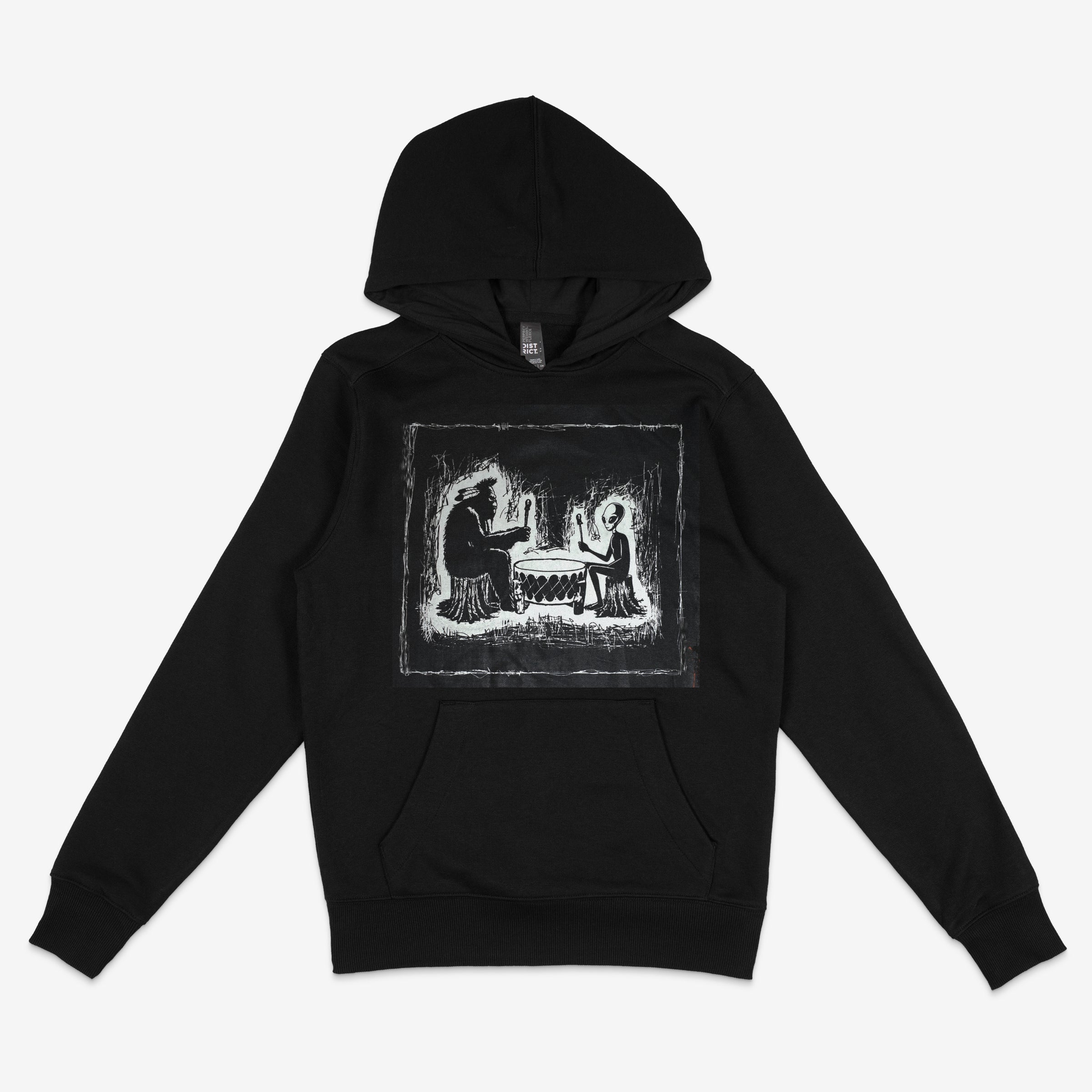 Sasquatch and Star Person Playing Drum - Hoodie