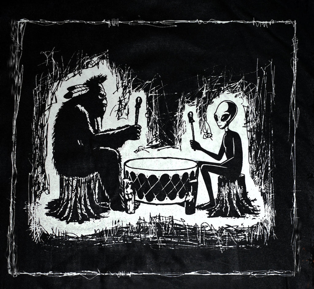 Sasquatch and Star Person Playing Drum - Hoodie