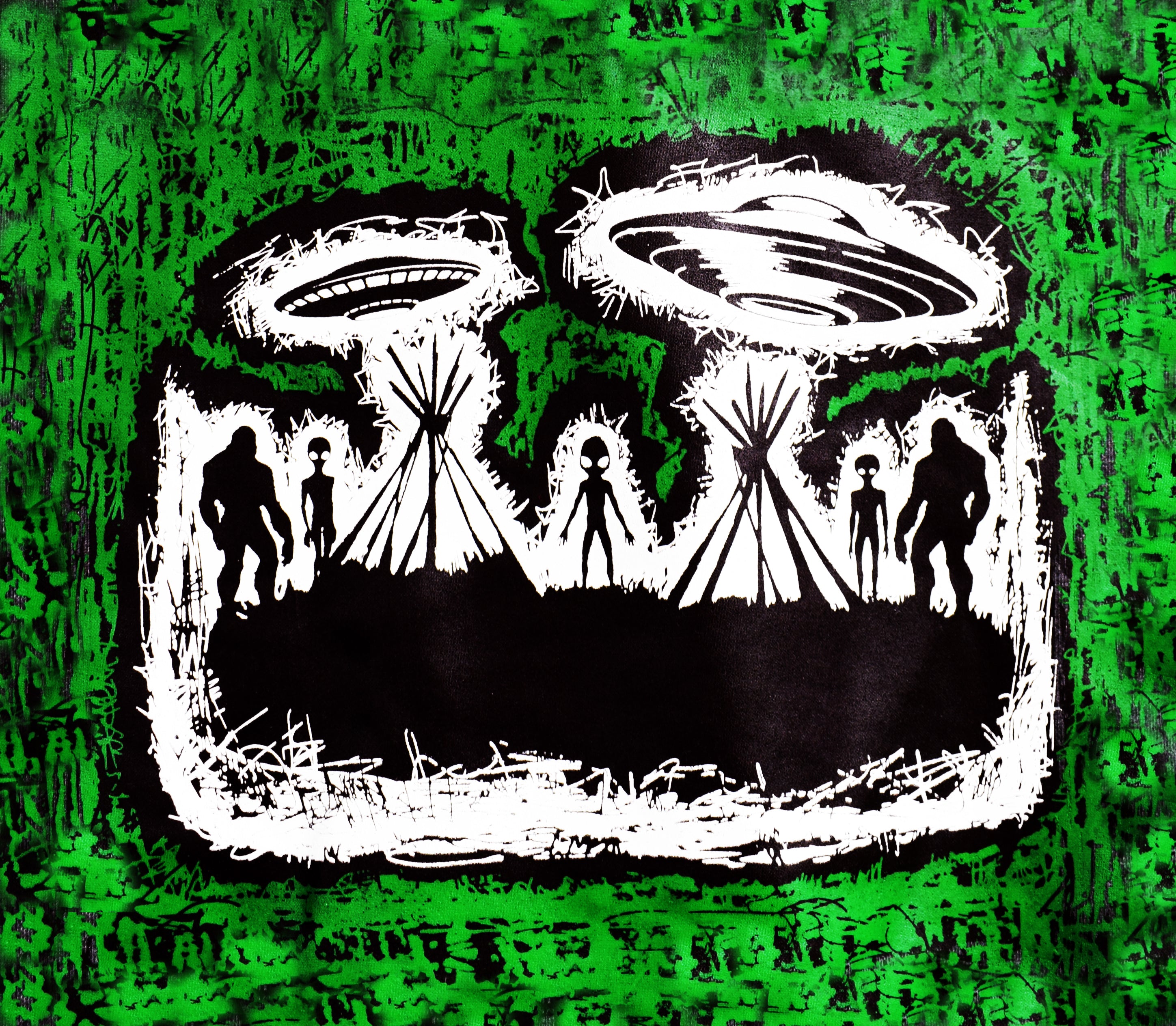 UFOs with sasquatches and star beings - Hoodie